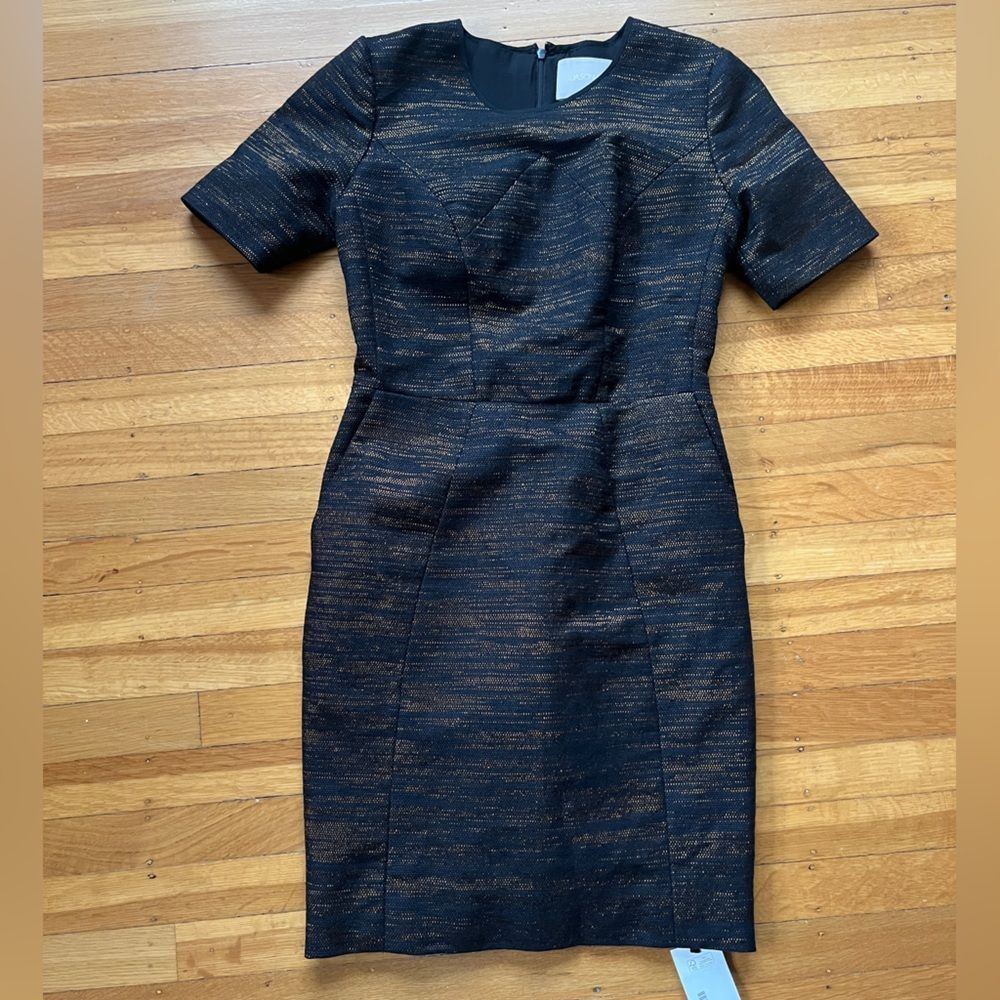 Vintage Jason Wu Fall 2012 silk wool gold and black structured mini dress 4